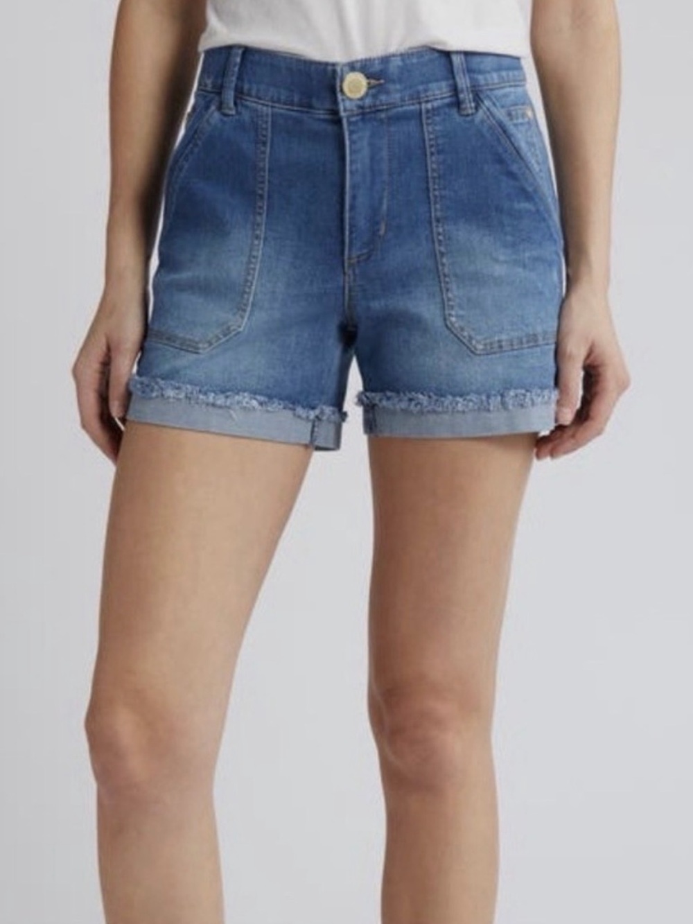 Wit & Wisdom Ab'Solution Patch Pocket High Waist Denim Shorts Size 6